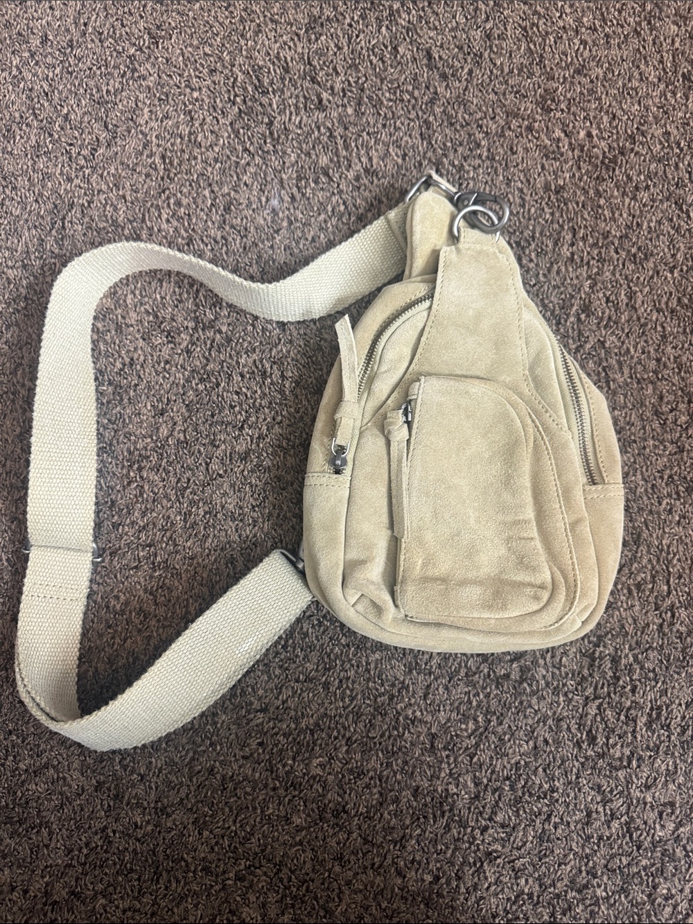 Free People Beige Suede Hudson sling bag